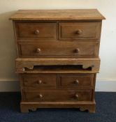 A matched pair of pine three drawer chests. Est. £
