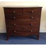 A Victorian mahogany chest of five drawers on shap