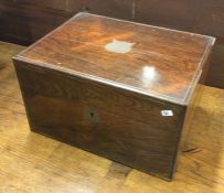 A rosewood inlaid hinged top box. Est. £30 - £50.