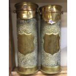 TRENCH ART: Two novelty shell cases with cap tops.