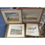 Four various framed and glazed watercolours. Vario