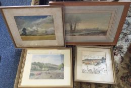 Four various framed and glazed watercolours. Vario