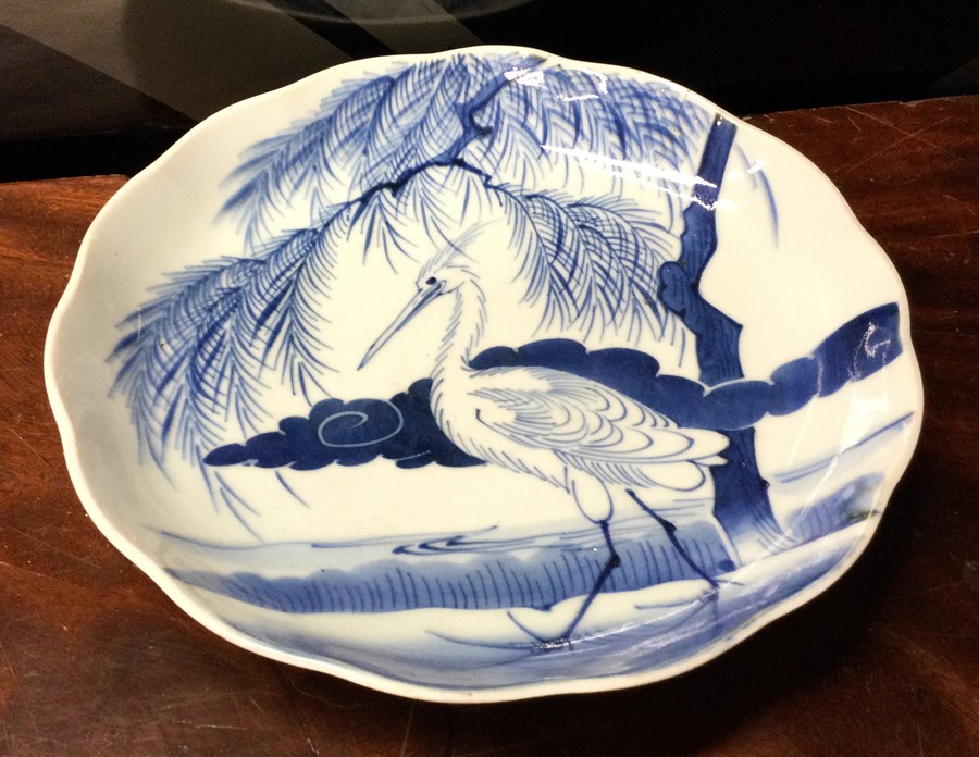 A large circular blue and white Chinese charger de