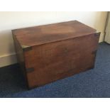 A mahogany hinged top box with brass mounts. Est.