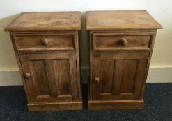 A pair of pine single drawer bedside cabinets. Est