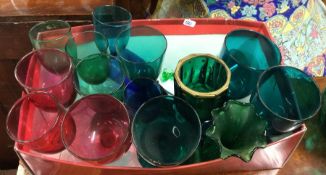 A varied collection of coloured glass. Est. £20 -