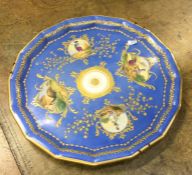 An attractive blue gilded serving dish. Approx. 28