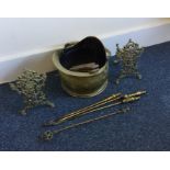 An old brass coal bucket etc. Est. £20 - £30.