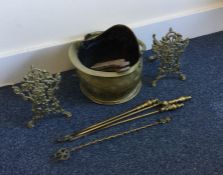 An old brass coal bucket etc. Est. £20 - £30.