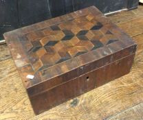 An old parquetry writing box containing letters. E