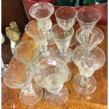 A collection of Antique drinking glasses with twis