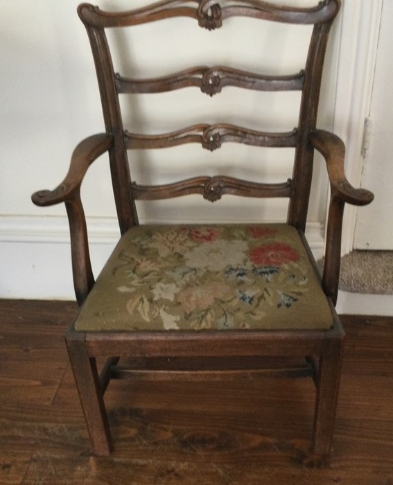 A miniature Hepplewhite style mahogany chair. Est.