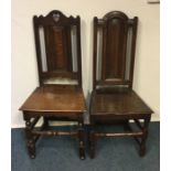 Two early Georgian oak chairs with panelled seats