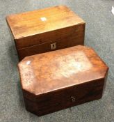 A burr wood hinged top box with cut corners togeth