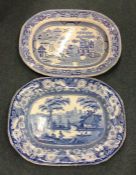 Two blue and white meat plates. Est. £20 - £30.