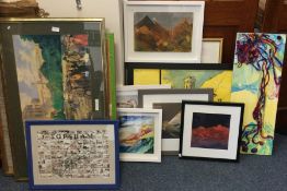 A large group of framed and unframed pictures. Est