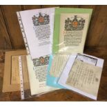 A collection of old certificates etc. Est. £10 - £