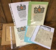 A collection of old certificates etc. Est. £10 - £