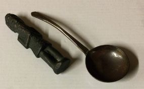 A good Antique spoon together with an Antique figu