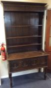 A good Antique oak dresser on turned supports with