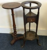 A Georgian oak washstand together with a pedestal