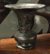 A small Chinese tapering spill vase. Approx. 12 cm