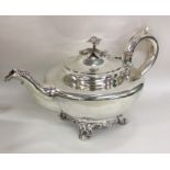 A fine quality circular melon shaped silver teapot