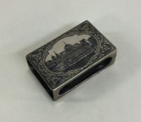 A Russian silver and Niello match case holder. Pun