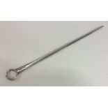 A large Georgian silver meat skewer of tapering fo