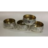 A good set of four Victorian silver salts profusel