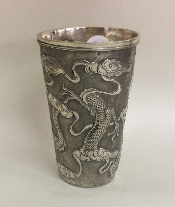A fine Chinese silver tapering beaker of typical f - Image 2 of 3