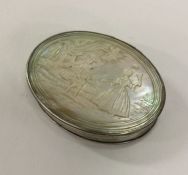 An early 18th Century silver and MOP box of oval f