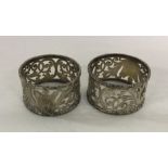 A good pair of pierced silver napkin rings. Birmin