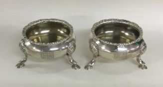 DUBLIN: A heavy pair of Georgian silver salts with