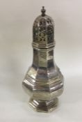 A heavy large shaped silver sugar caster. Birmingh