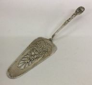 A Continental pierced silver cake slice. Approx. 4