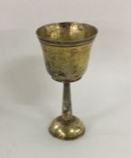 An 18th Century French silver gilt goblet. Punched