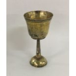 An 18th Century French silver gilt goblet. Punched