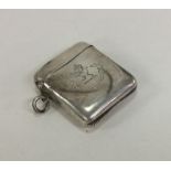 A crested silver vesta case. Birmingham. By D&F. A