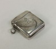 A crested silver vesta case. Birmingham. By D&F. A