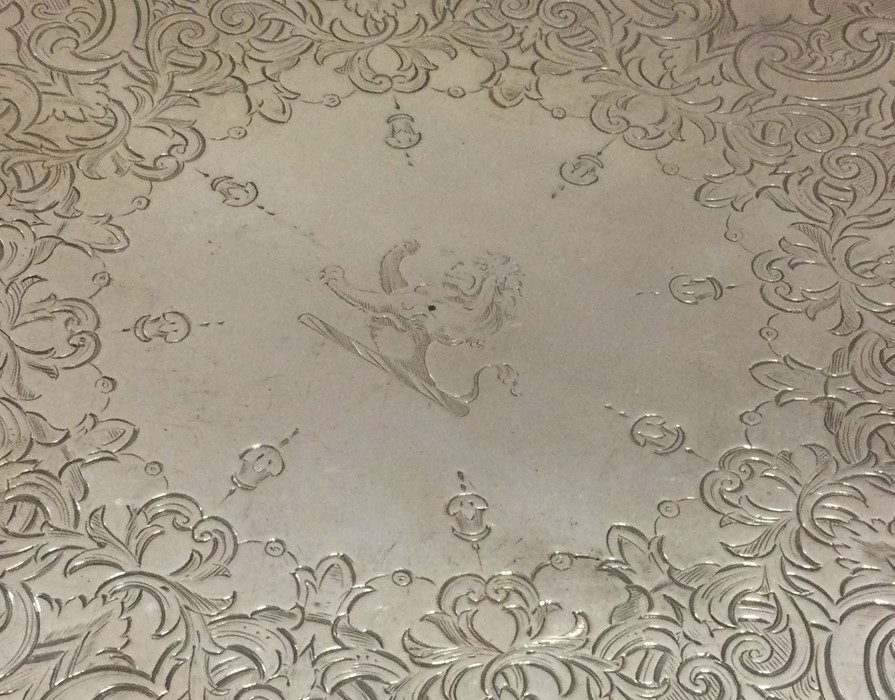 A heavy George III silver salver with engraved dec - Image 2 of 3