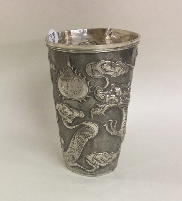 A fine Chinese silver tapering beaker of typical f