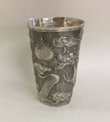 A fine Chinese silver tapering beaker of typical f