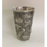 A fine Chinese silver tapering beaker of typical f