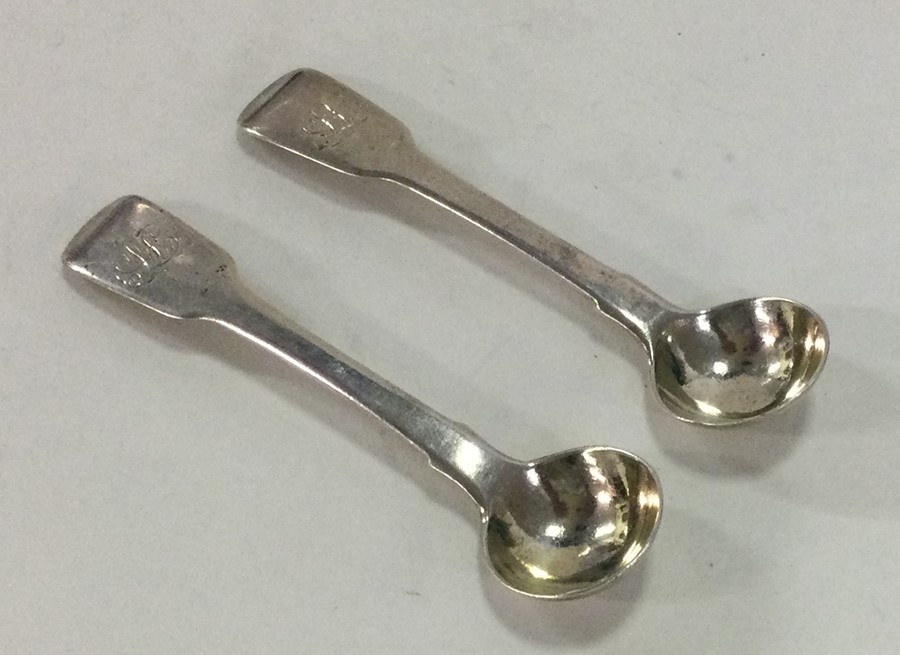 A pair of George III fiddles pattern silver salt s