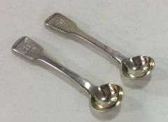 A pair of George III fiddles pattern silver salt s