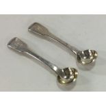 A pair of George III fiddles pattern silver salt s