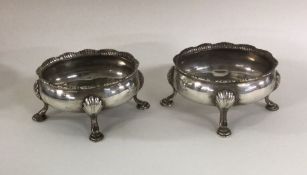 A good pair of oval Georgian silver salts. London.