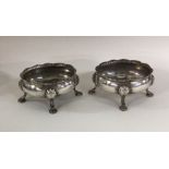 A good pair of oval Georgian silver salts. London.