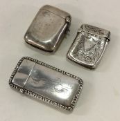 A group of three silver vesta cases. Various dates